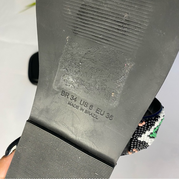 FARM RIO Black Beaded Square Toe Slide Sandals Size 6 - Picture 11 of 12